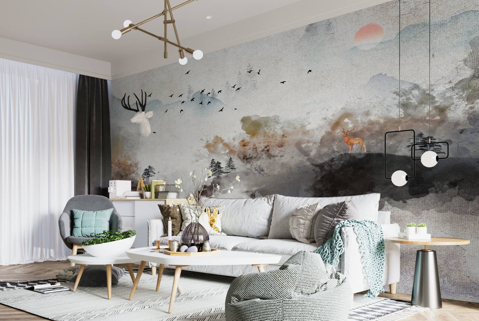 Fototapeta zapierający dech w piersiach jesienny widok o zachodzie słońca