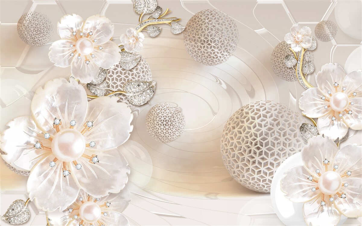 Fototapeta jasne pływające kule i lekkie wieńce botaniczne