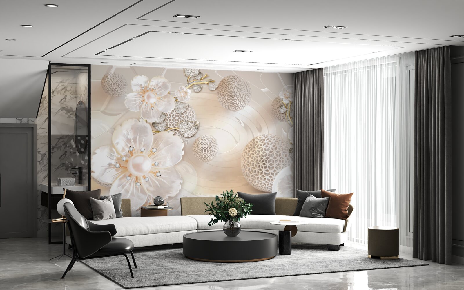 Fototapeta jasne pływające kule i lekkie wieńce botaniczne