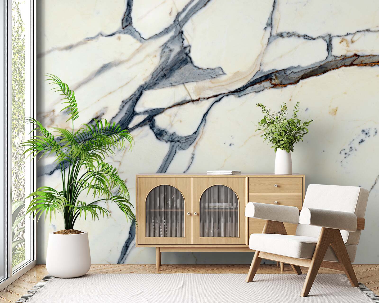 Fototapeta jasny marmur z czarnymi infuzjami