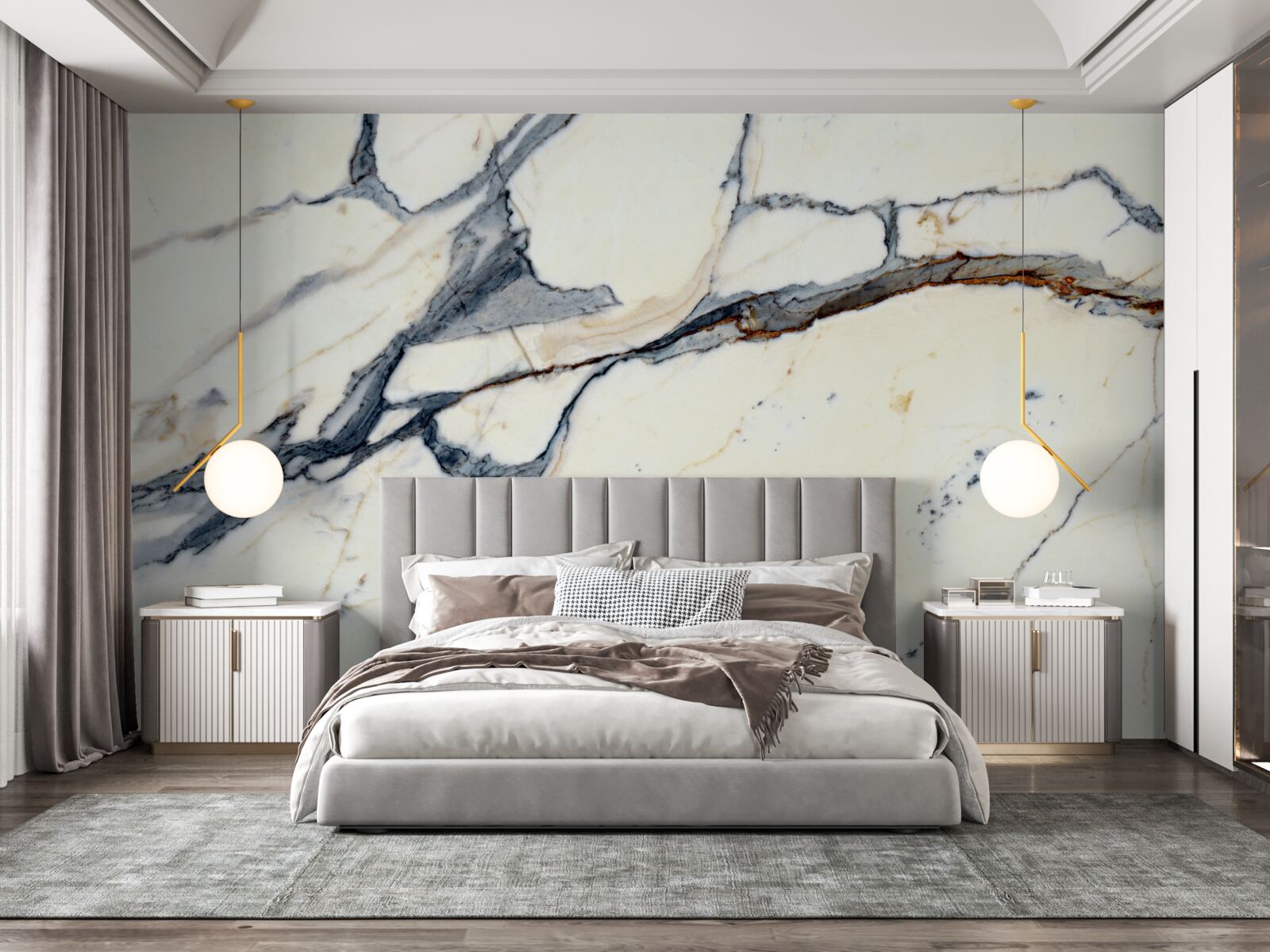 Fototapeta jasny marmur z czarnymi infuzjami