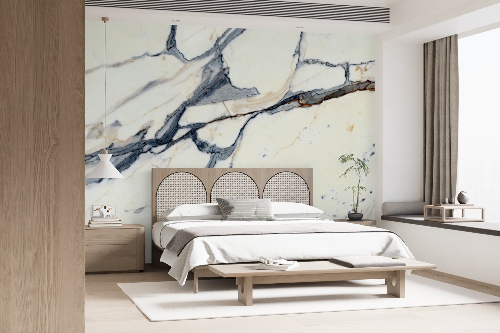 Fototapeta jasny marmur z czarnymi infuzjami