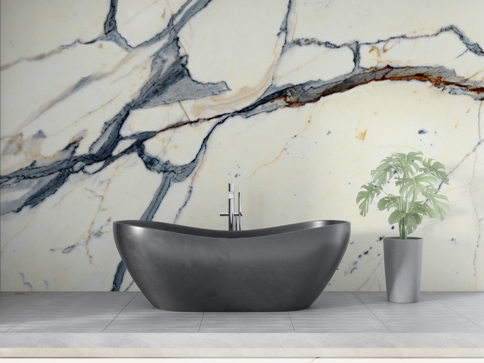 Fototapeta jasny marmur z czarnymi infuzjami