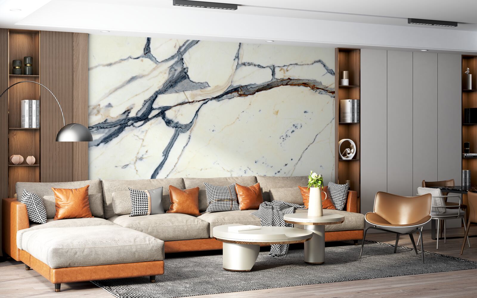 Fototapeta jasny marmur z czarnymi infuzjami