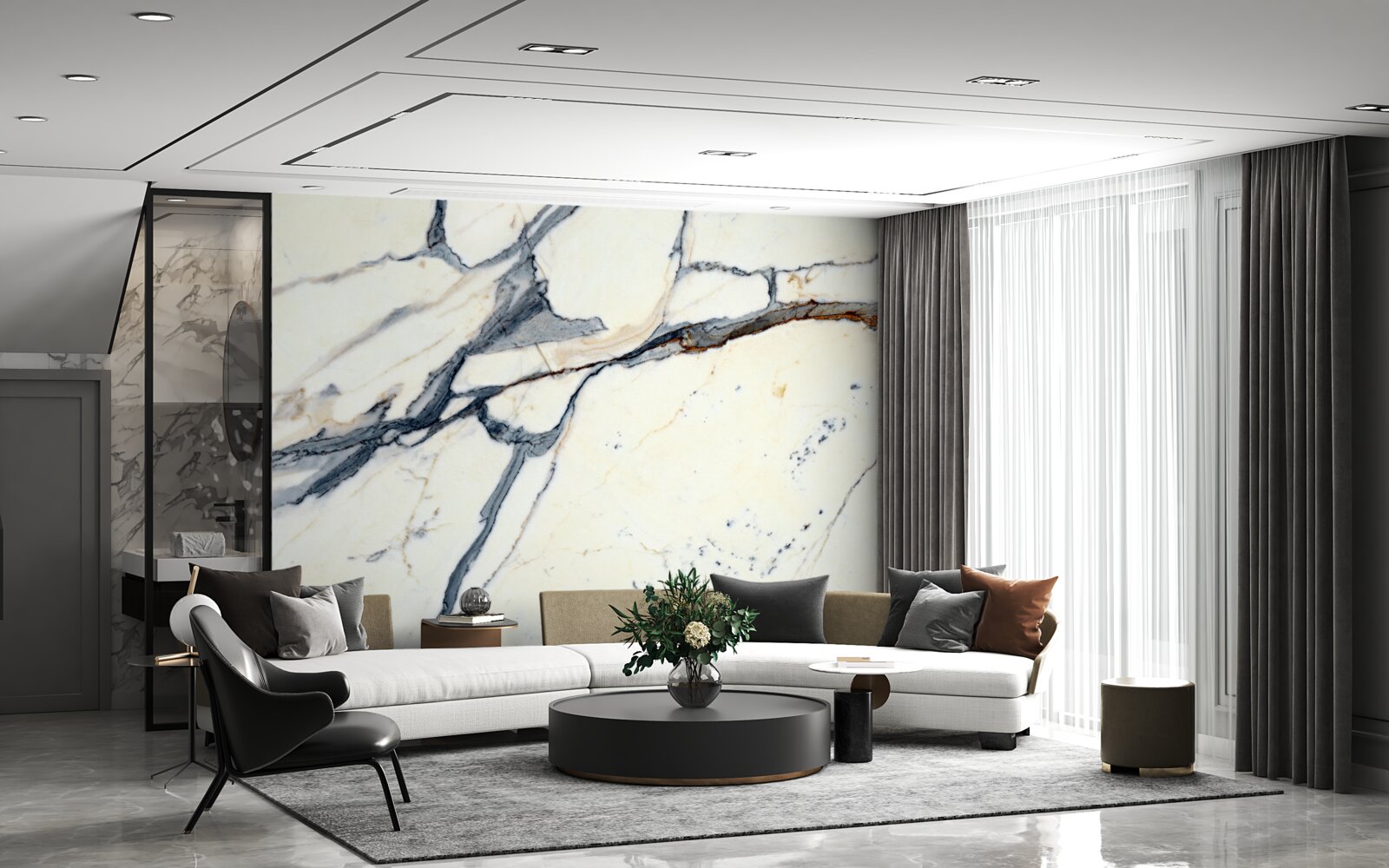 Fototapeta jasny marmur z czarnymi infuzjami