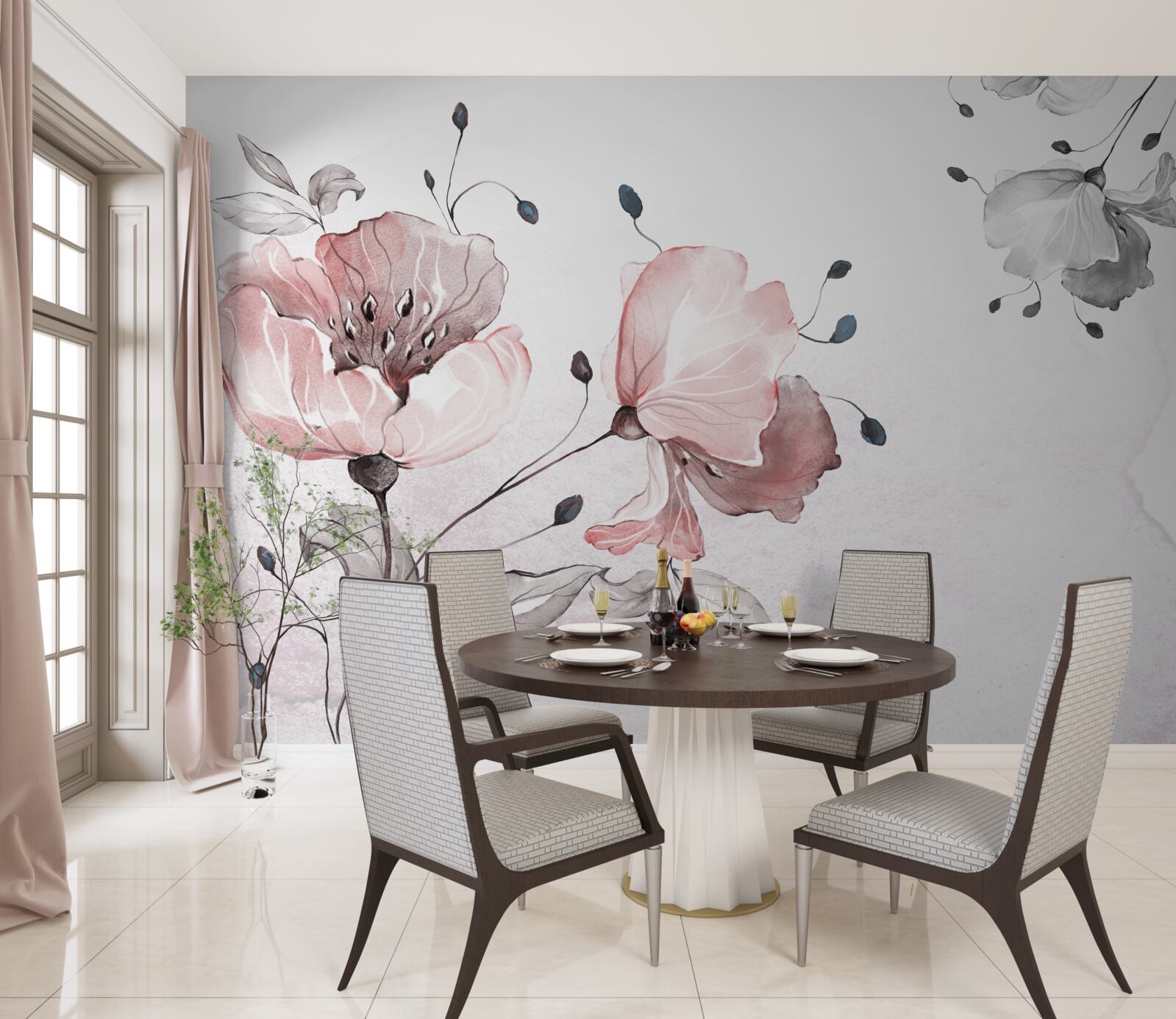 Fototapeta delikatne, pełne wdzięku kwiaty kołyszą się na wietrze