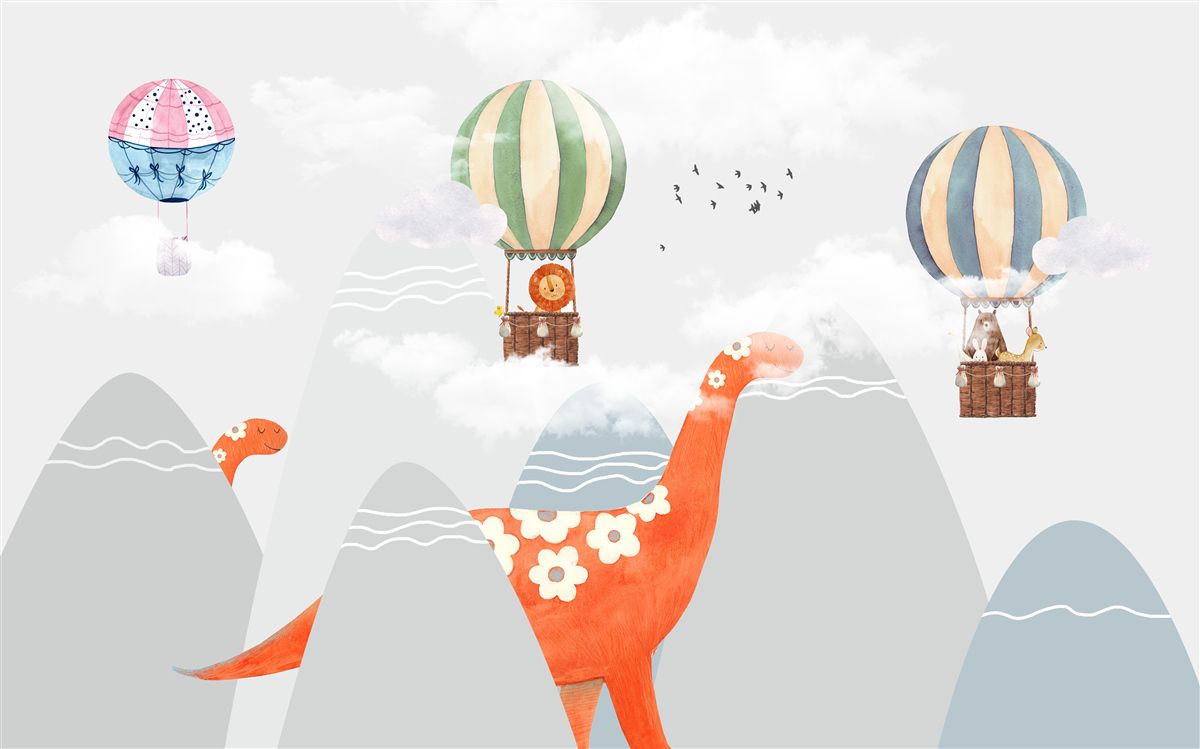 Fototapeta dinozaury wędrują wśród gór