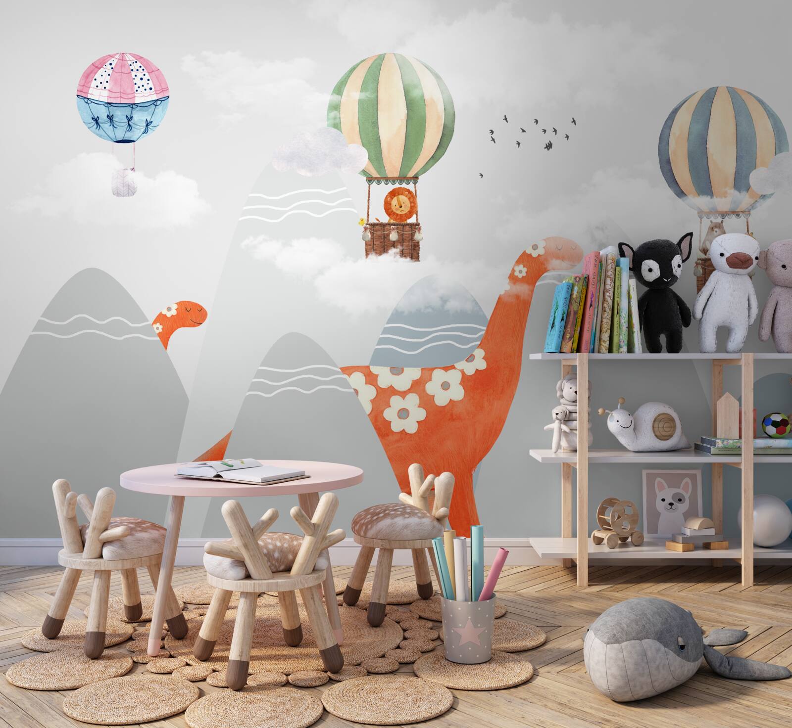 Fototapeta dinozaury wędrują wśród gór