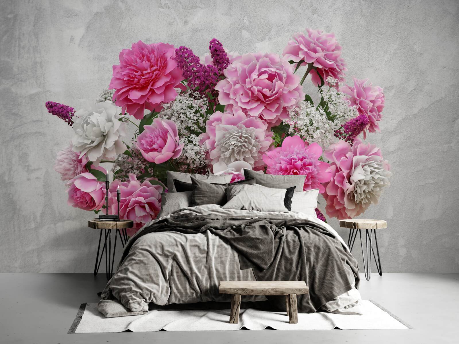 Fototapeta kompozycja białych stokrotek i kwiatów bzu