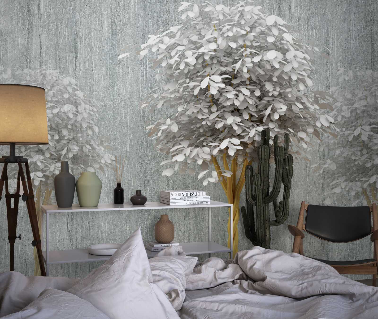 Fototapeta kwitnące drzewa o śnieżnobiałej smukłości