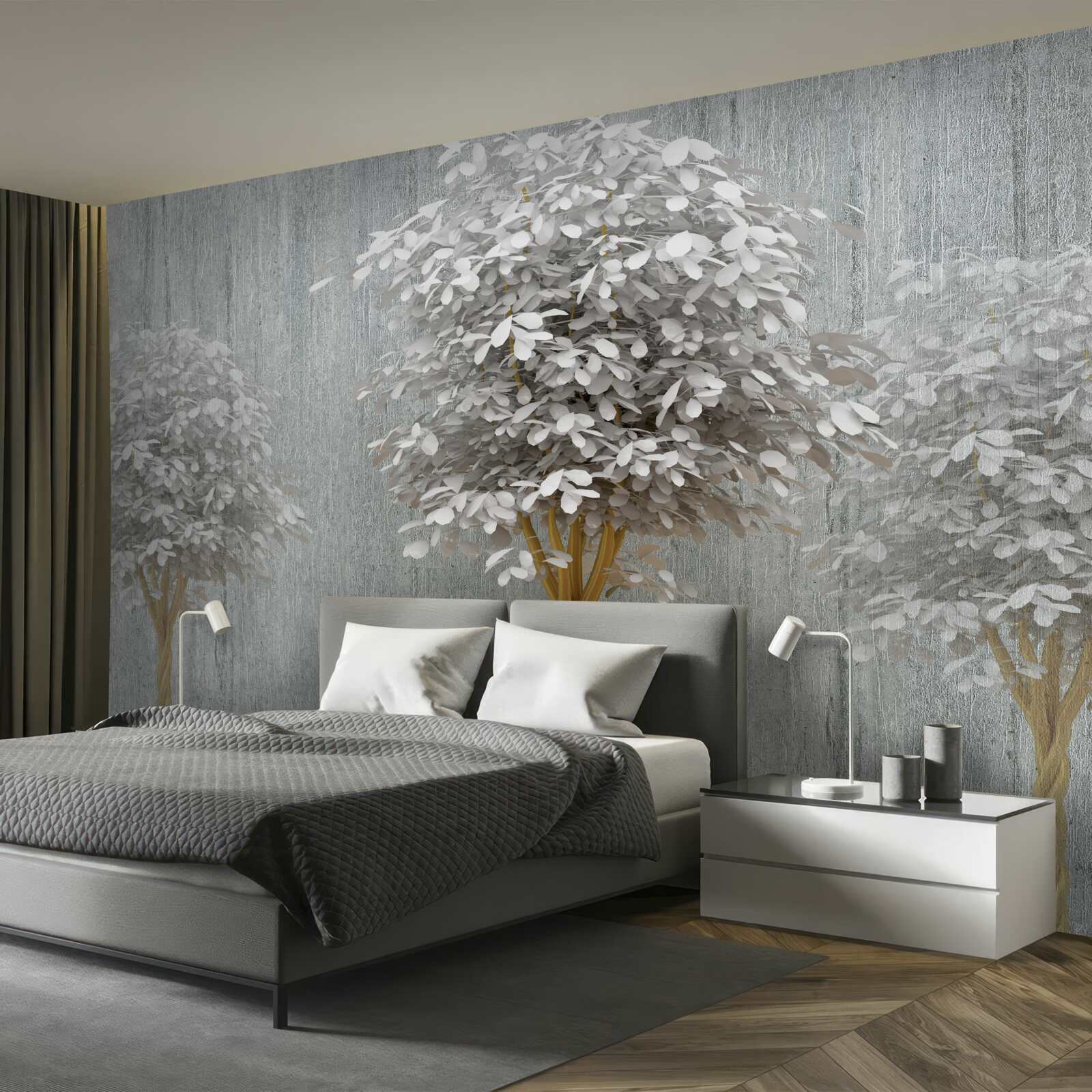 Fototapeta kwitnące drzewa o śnieżnobiałej smukłości