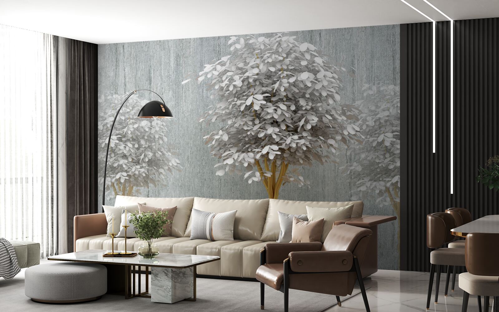 Fototapeta kwitnące drzewa o śnieżnobiałej smukłości