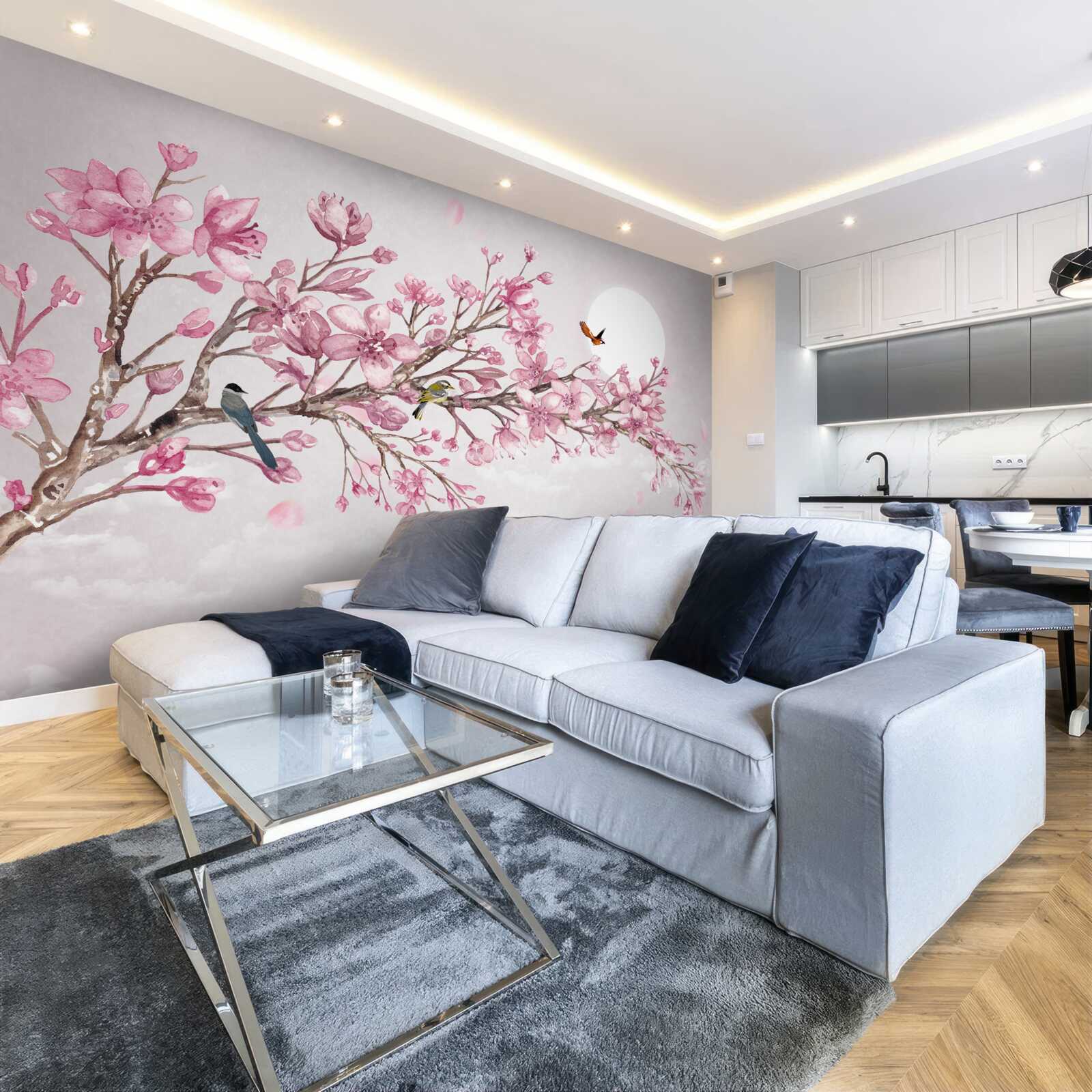 Fototapeta zapierające dech w piersiach różowe drzewo magnolii świecące w słoneczny dzień