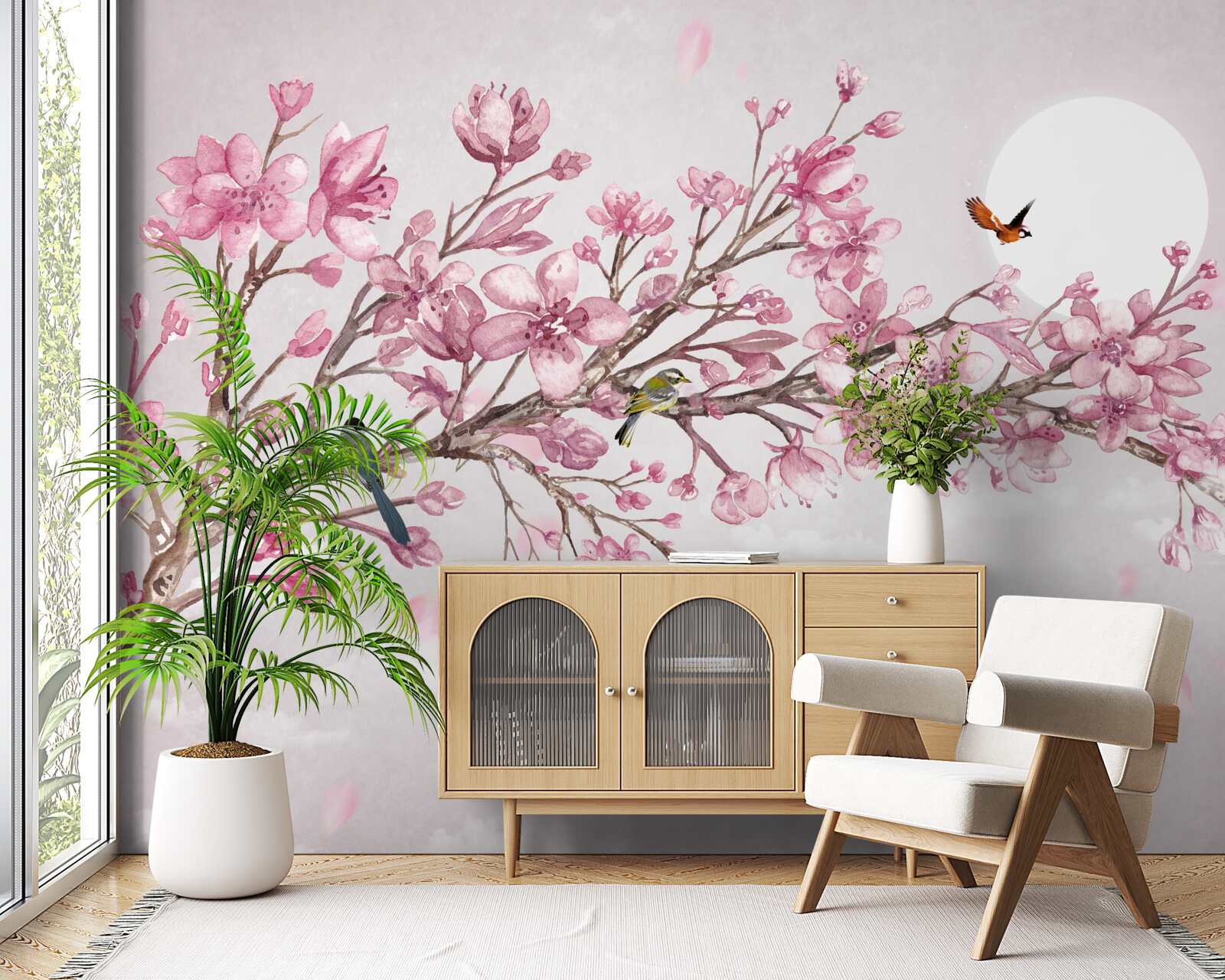 Fototapeta zapierające dech w piersiach różowe drzewo magnolii świecące w słoneczny dzień