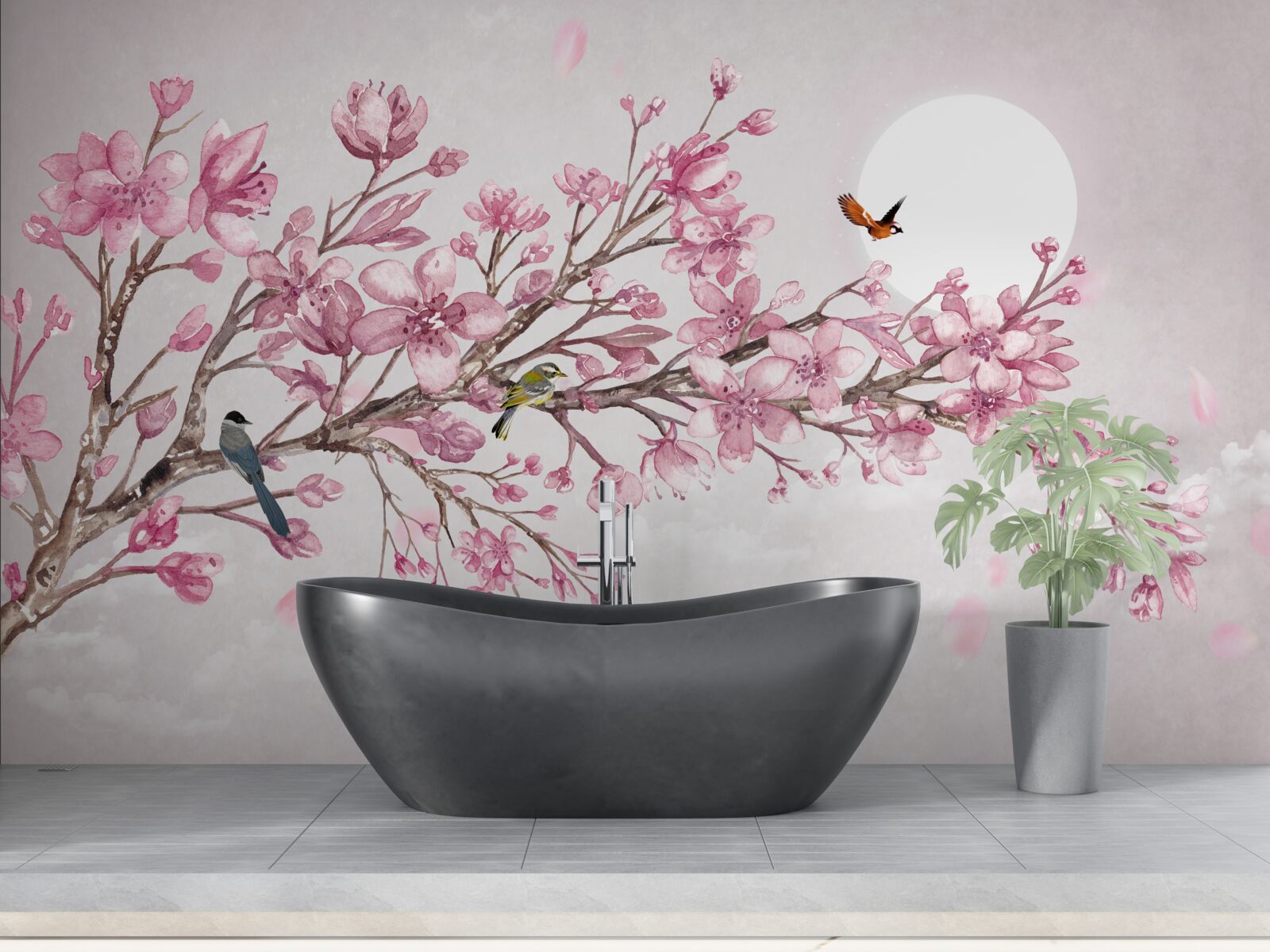 Fototapeta zapierające dech w piersiach różowe drzewo magnolii świecące w słoneczny dzień