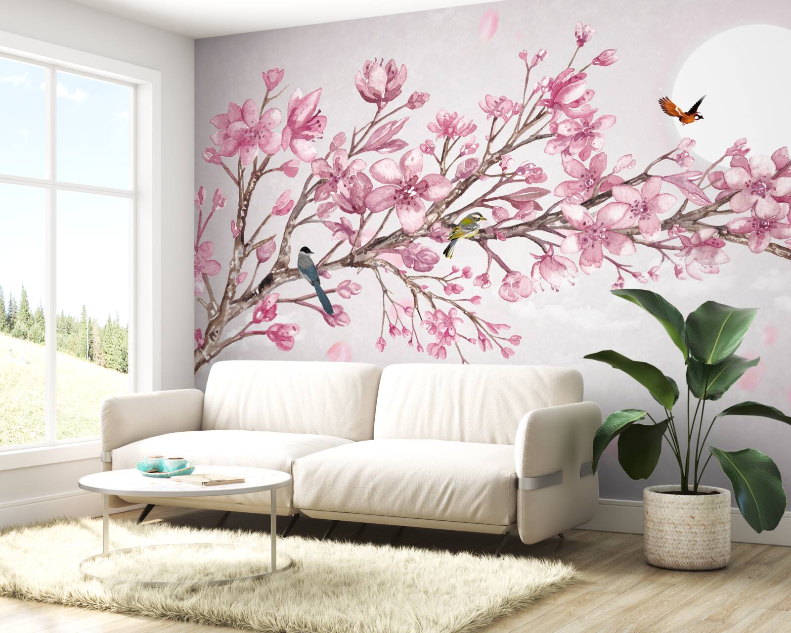 Fototapeta zapierające dech w piersiach różowe drzewo magnolii świecące w słoneczny dzień