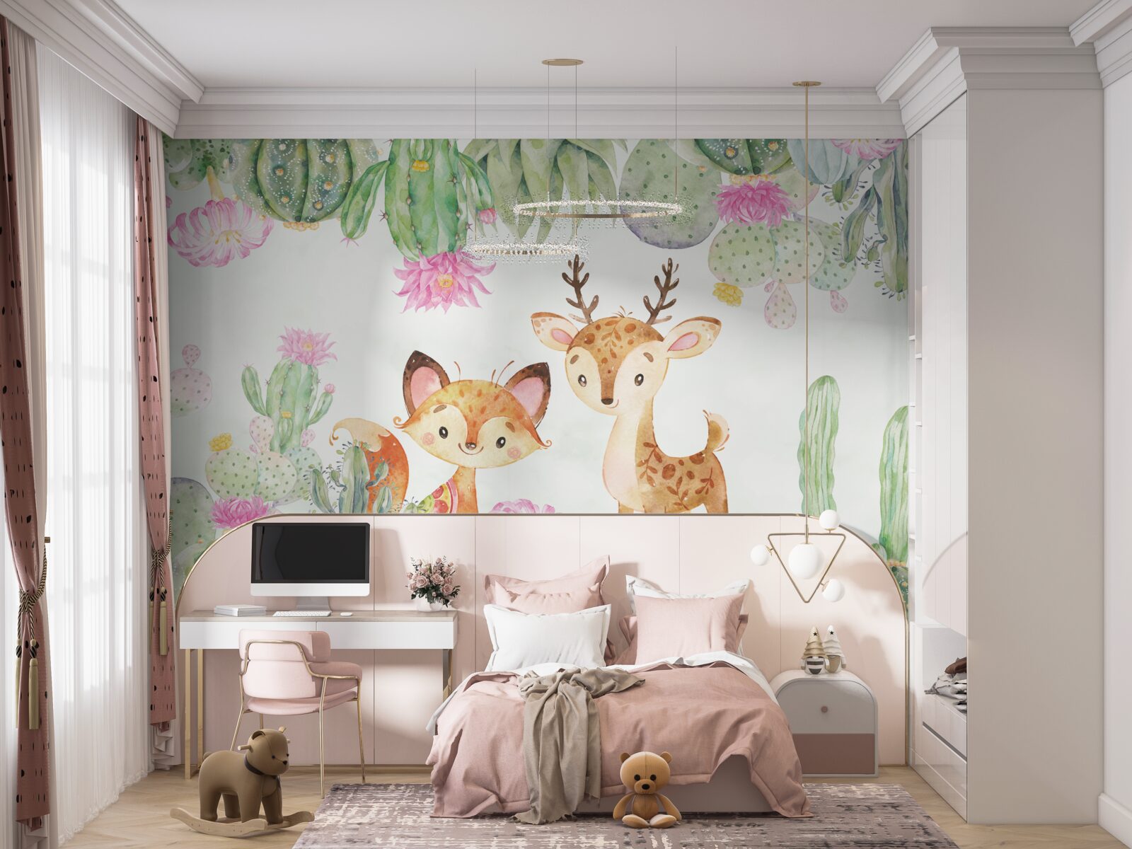 Fototapeta mały lis i młody jeleń