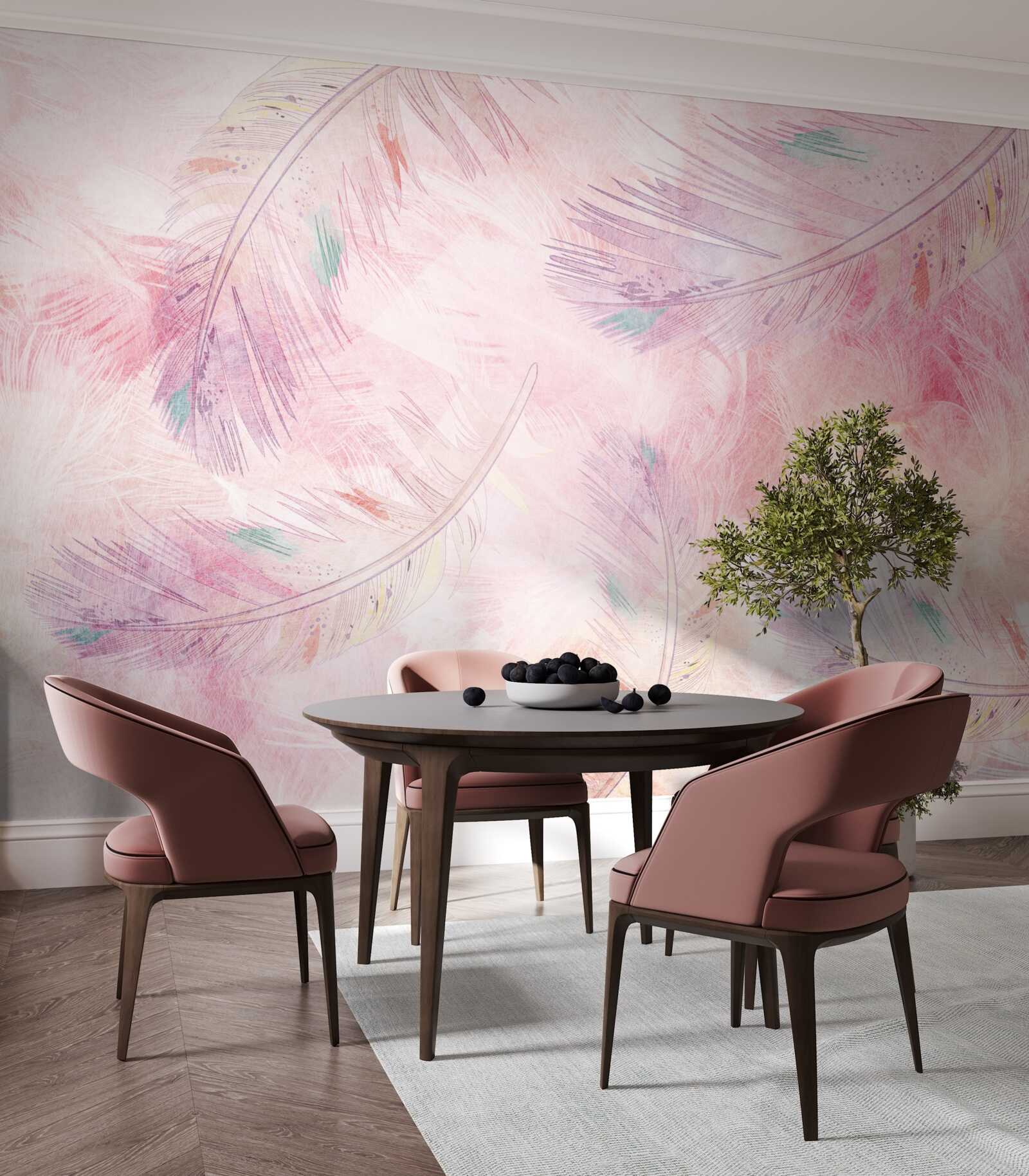 Fototapeta pióra unoszą się radośnie z jasnym połyskiem