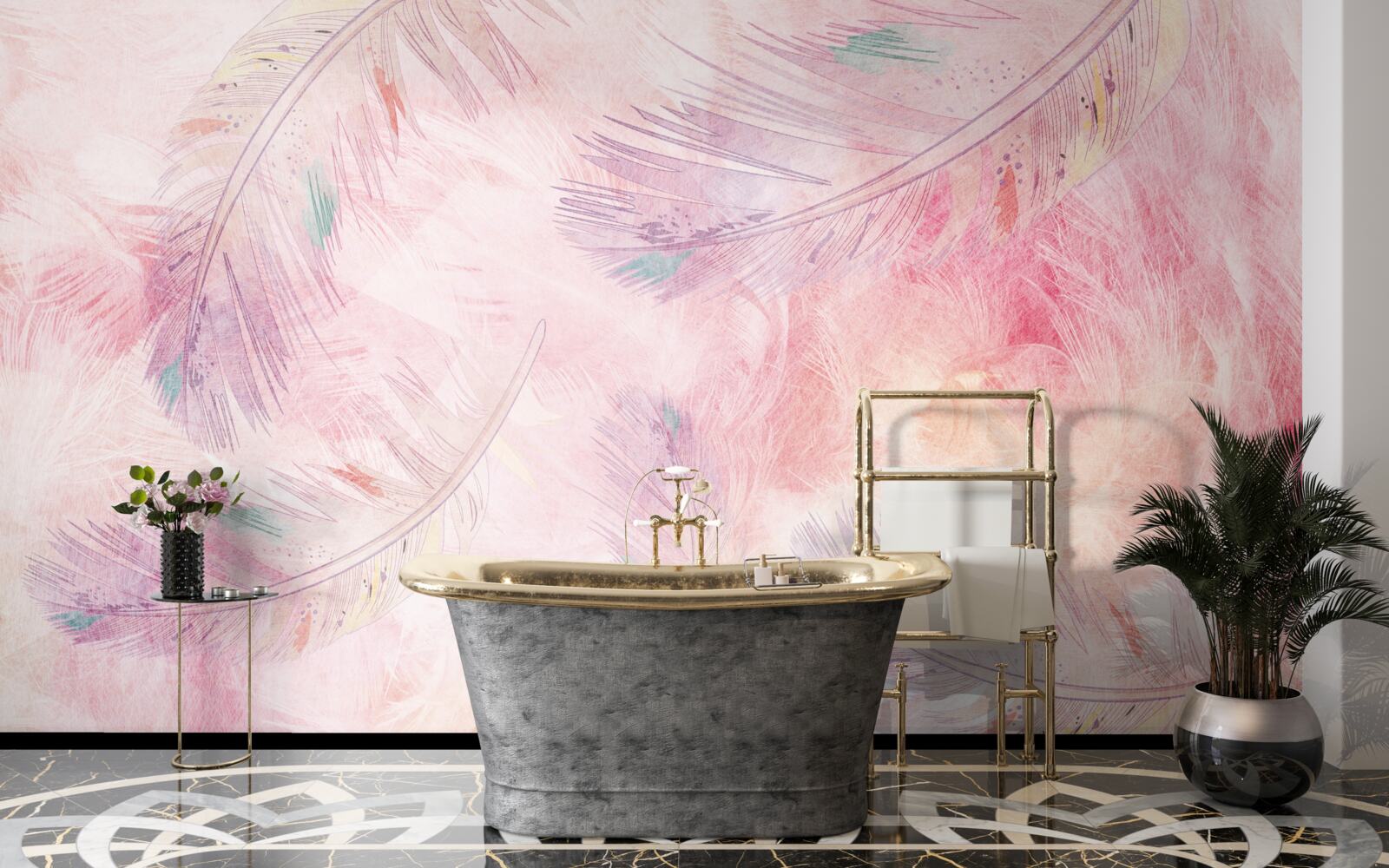 Fototapeta pióra unoszą się radośnie z jasnym połyskiem