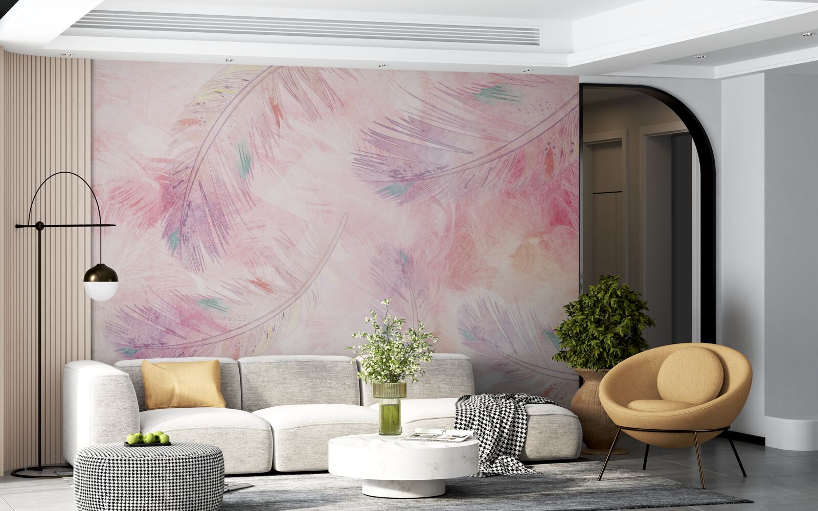 Fototapeta pióra unoszą się radośnie z jasnym połyskiem