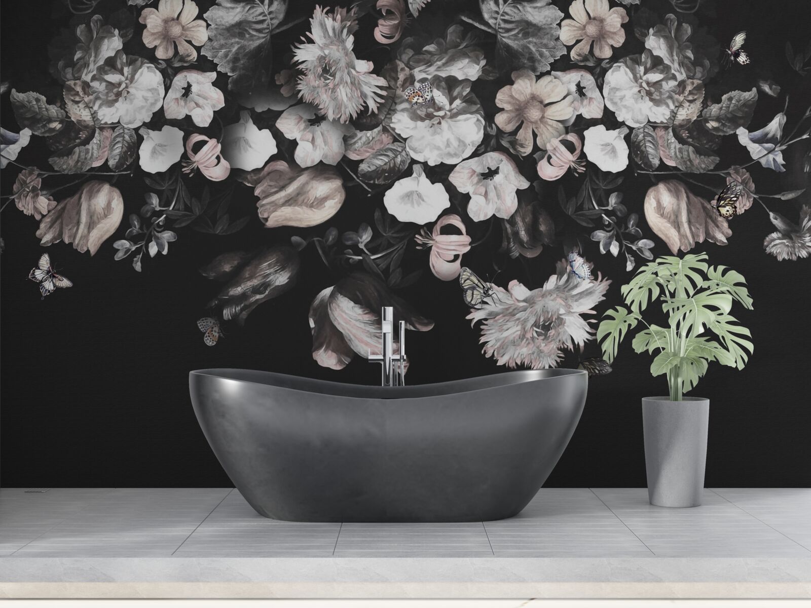 Fototapeta białe pąki kwiatowe na ciemnym tle