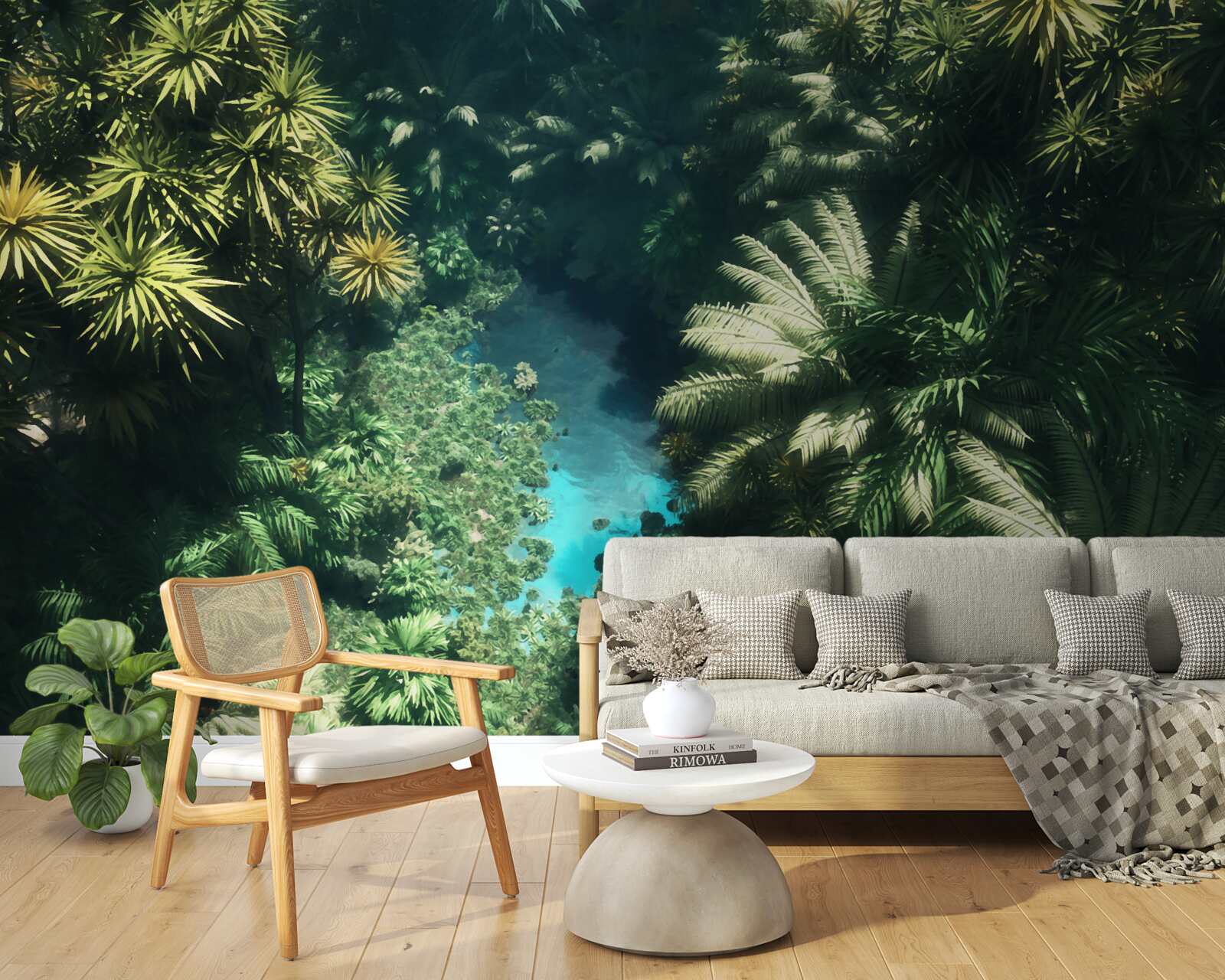 Fototapeta nocne niebo z roślinami tropikalnymi