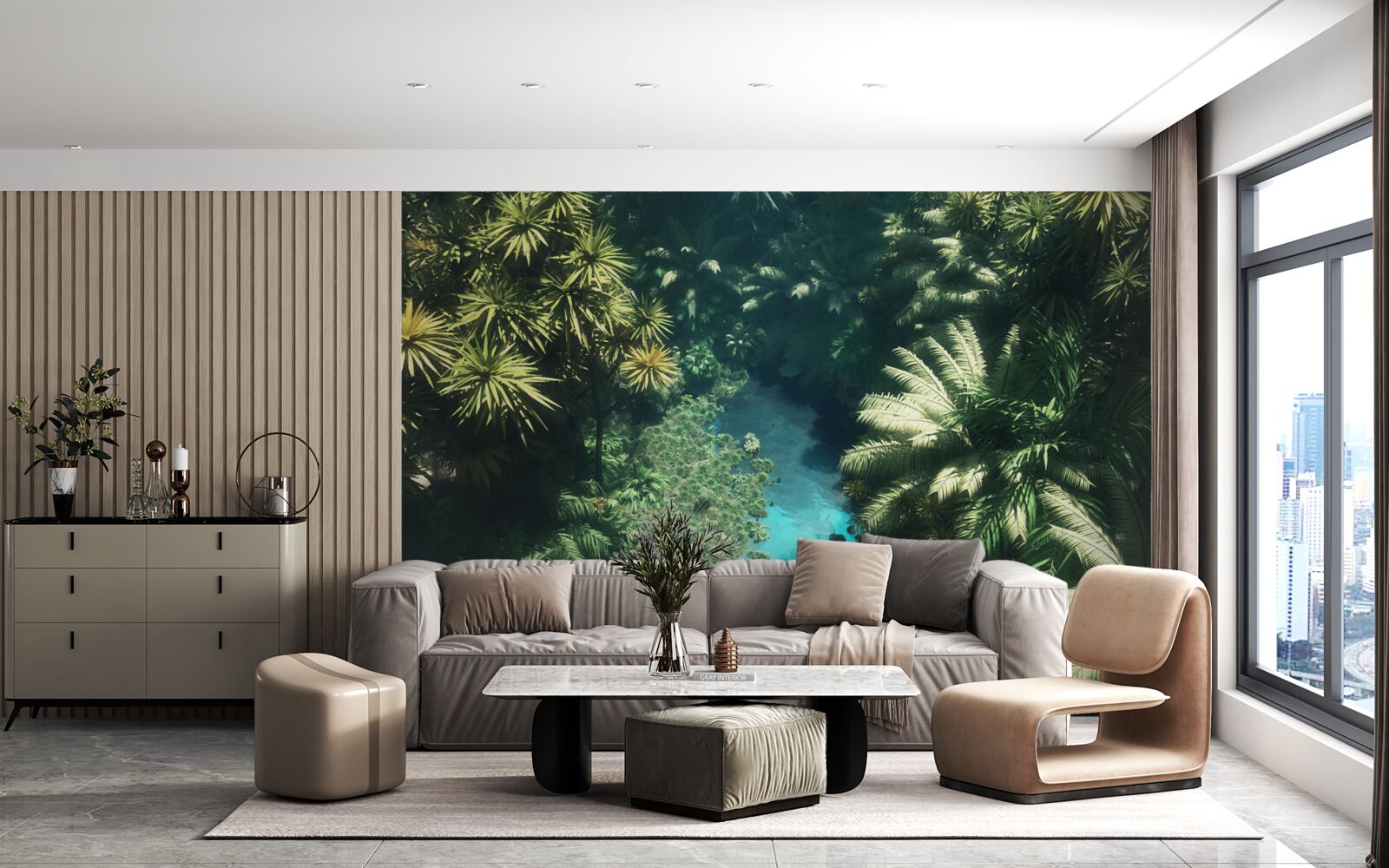 Fototapeta nocne niebo z roślinami tropikalnymi