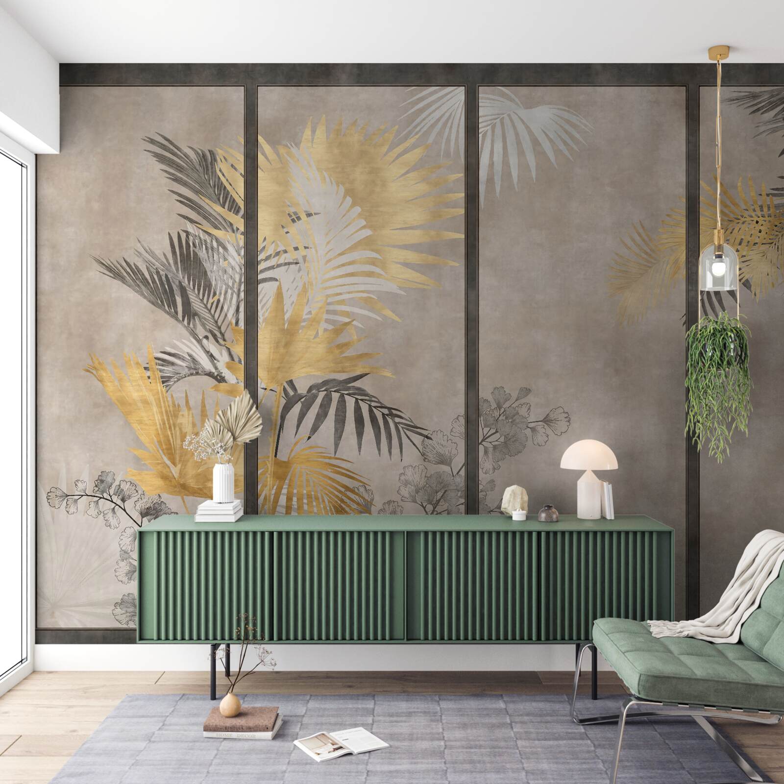 Fototapeta abstrakcyjne przedstawienie lasu tropikalnego w formacie modułowym