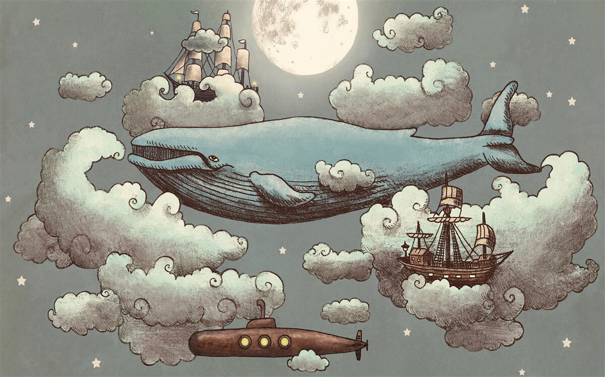 Fototapeta ogromny kaszalot wśród chmur