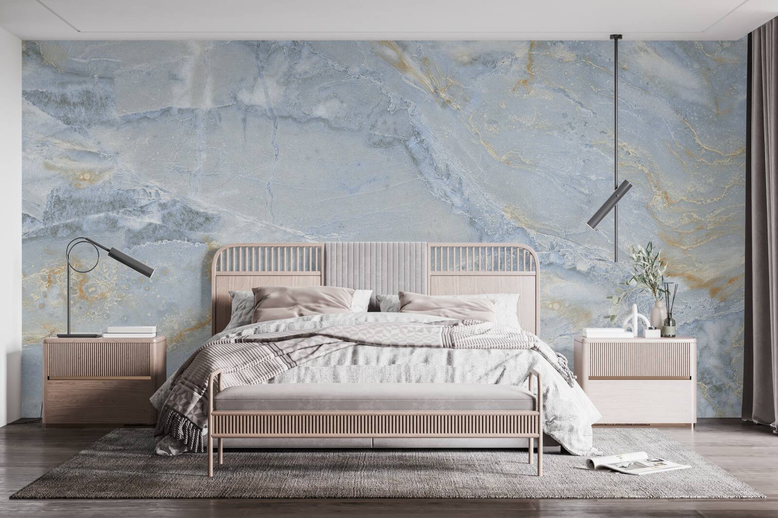 Fototapeta szaro-czarne fale ze złotymi konturami