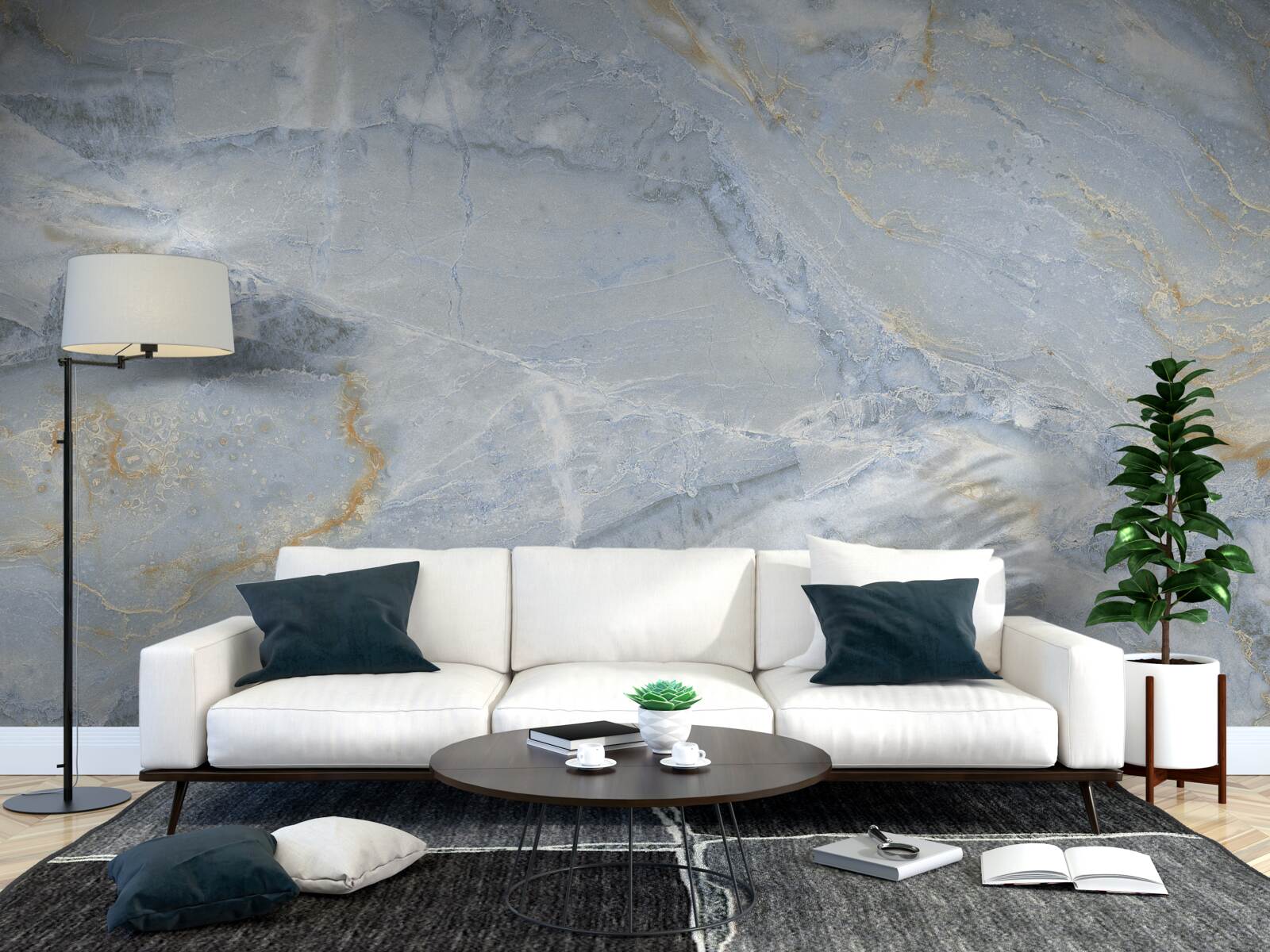 Fototapeta szaro-czarne fale ze złotymi konturami