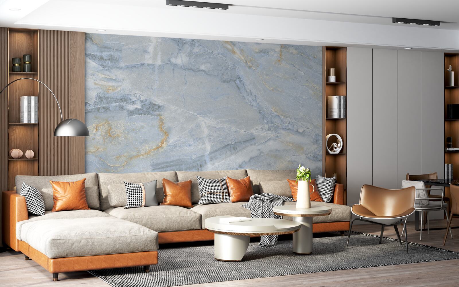 Fototapeta szaro-czarne fale ze złotymi konturami