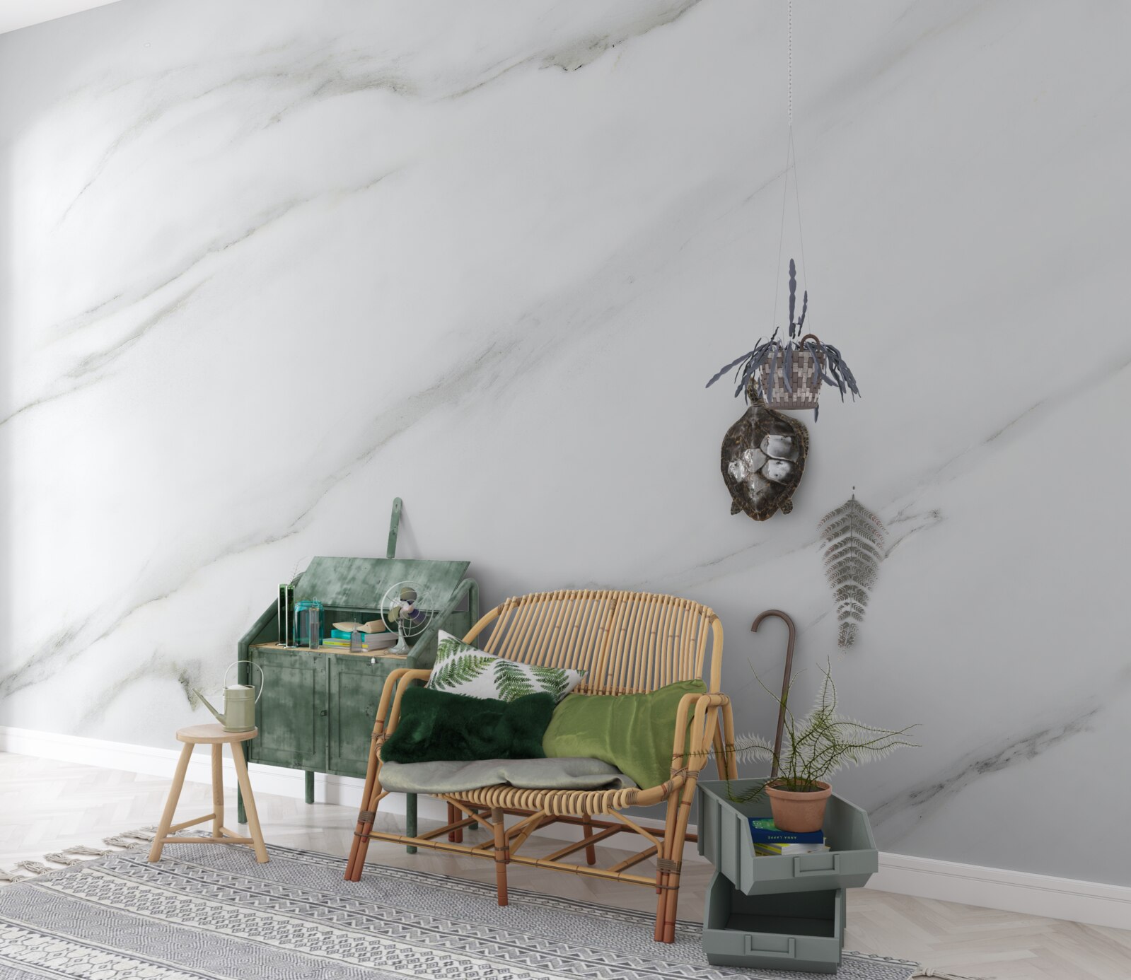 Fototapeta Śnieżnobiały marmur z szarymi wzorami fal