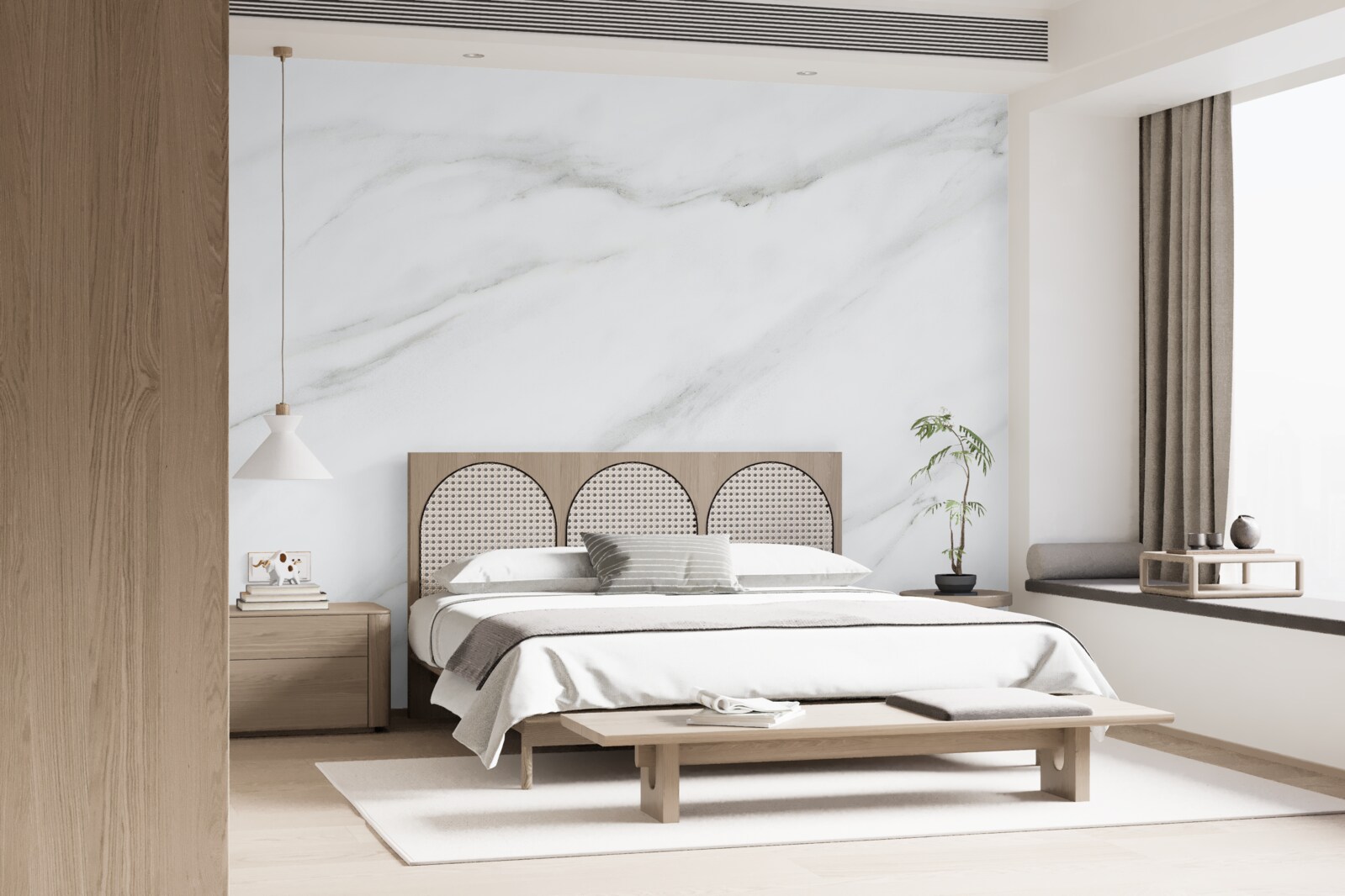 Fototapeta Śnieżnobiały marmur z szarymi wzorami fal