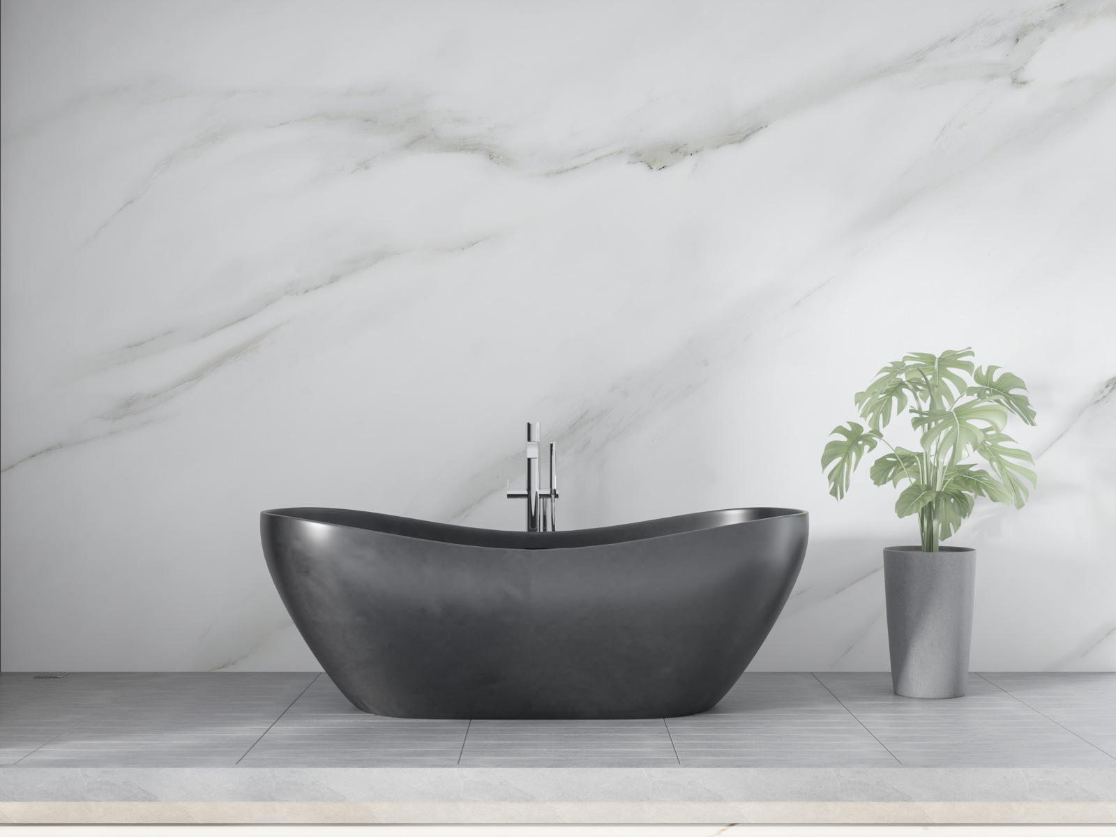 Fototapeta Śnieżnobiały marmur z szarymi wzorami fal