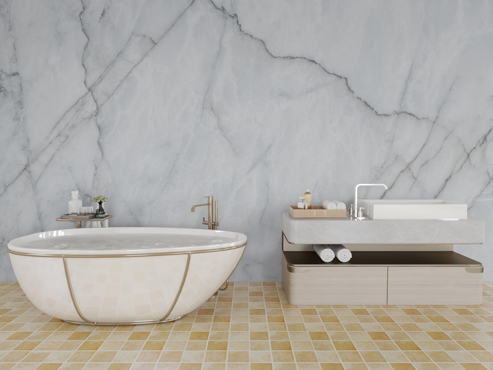 Fototapeta szary marmur z czarnymi wstawkami