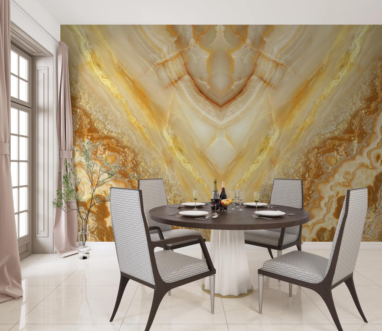 Fototapeta plasterek bursztynu na marmurowym tle