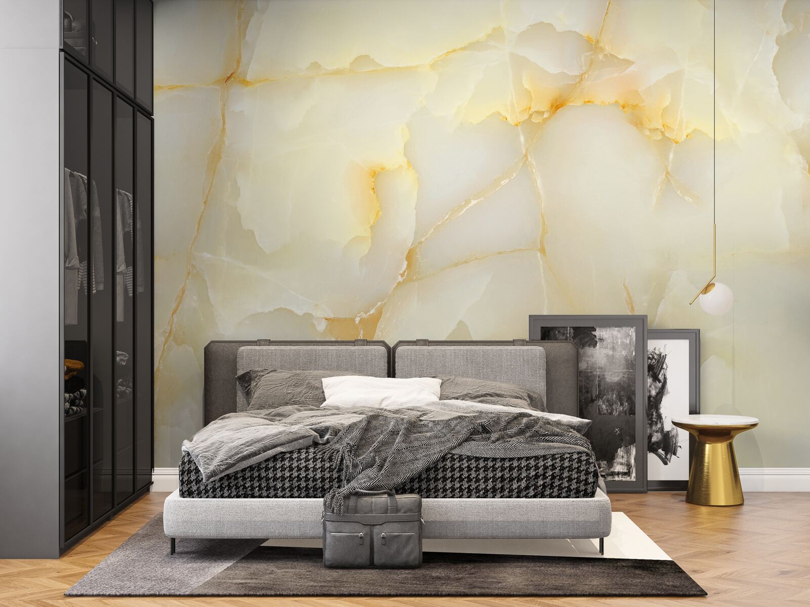 Fototapeta delikatny marmur o złotym odcieniu