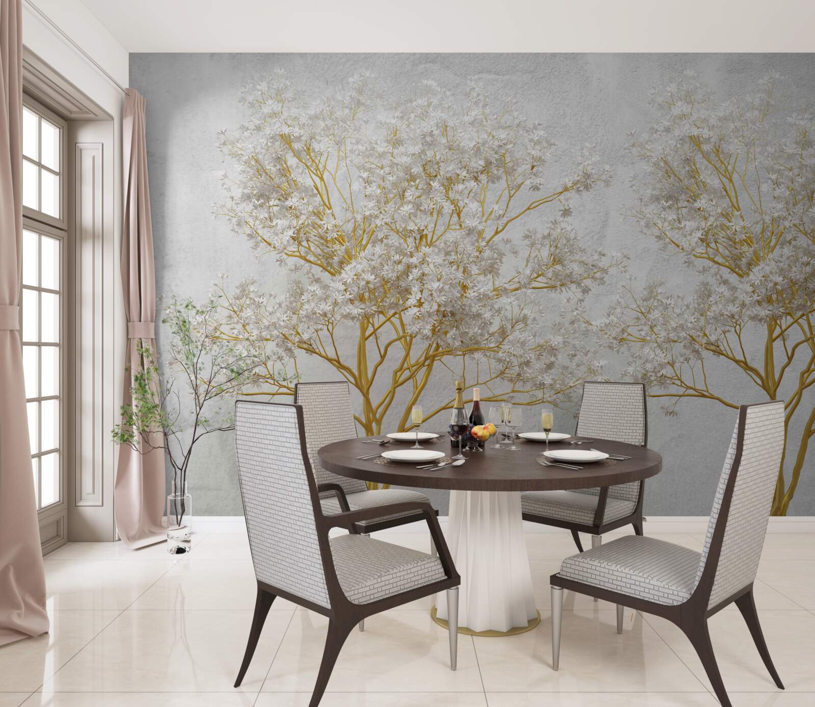 Fototapeta drzewa w kolorze białym jesienią