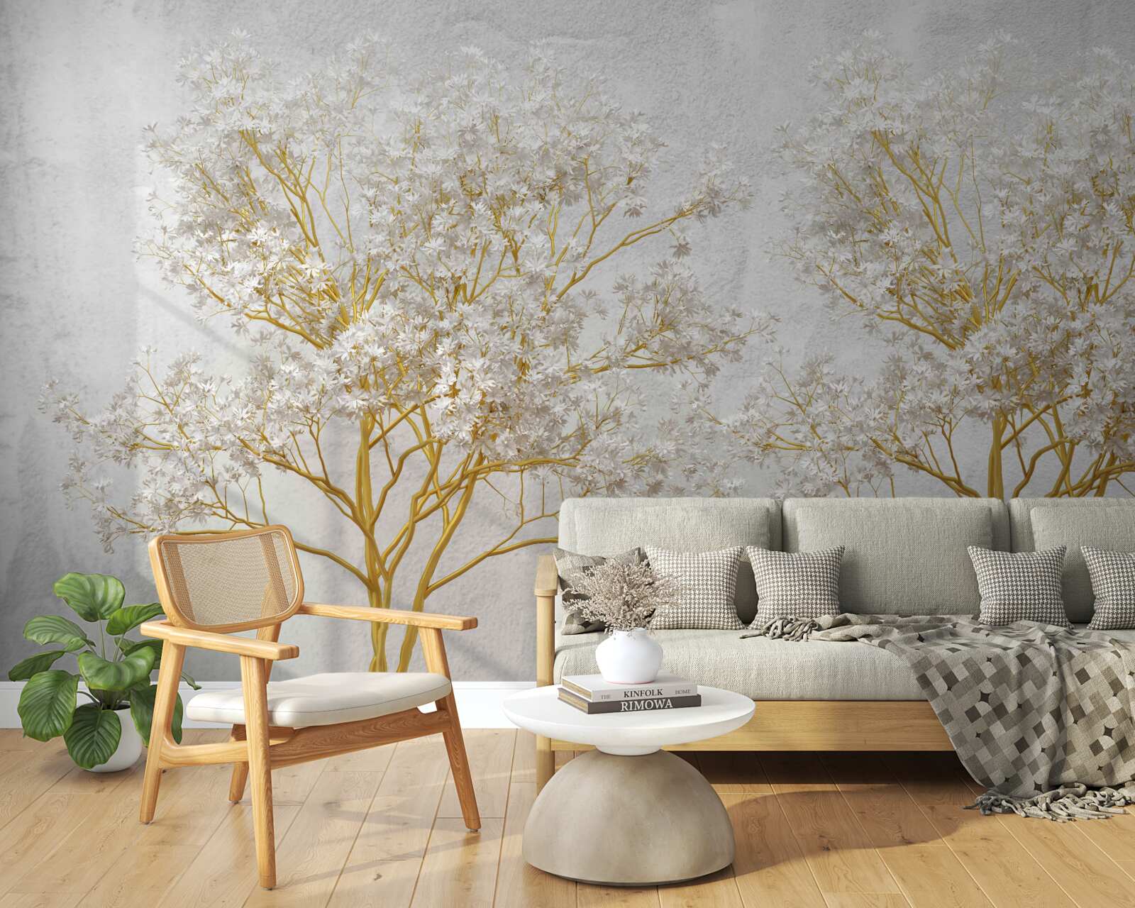 Fototapeta drzewa w kolorze białym jesienią