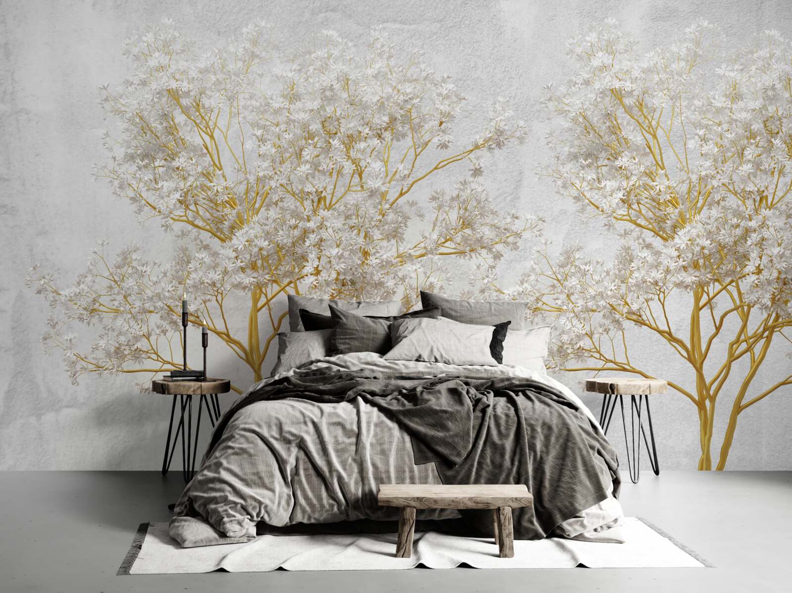 Fototapeta drzewa w kolorze białym jesienią