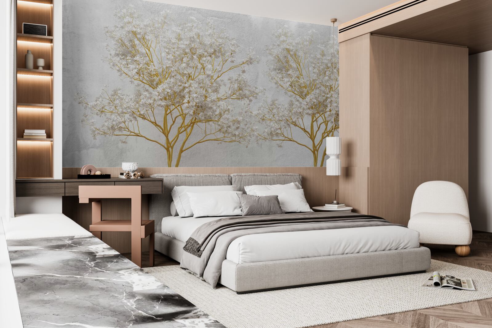 Fototapeta drzewa w kolorze białym jesienią