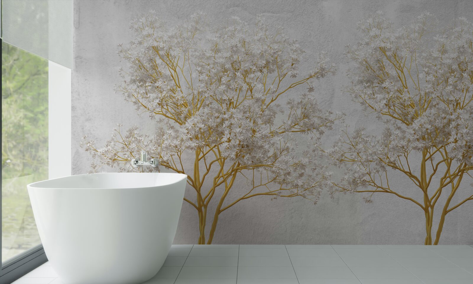 Fototapeta drzewa w kolorze białym jesienią