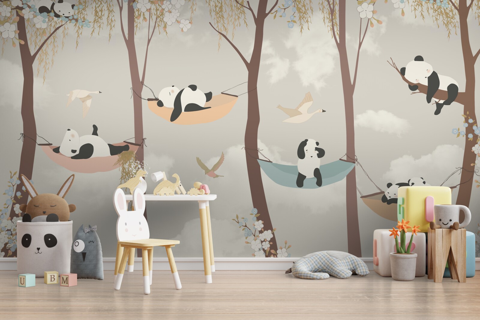 Fototapeta pandy odpoczywają na hamakach