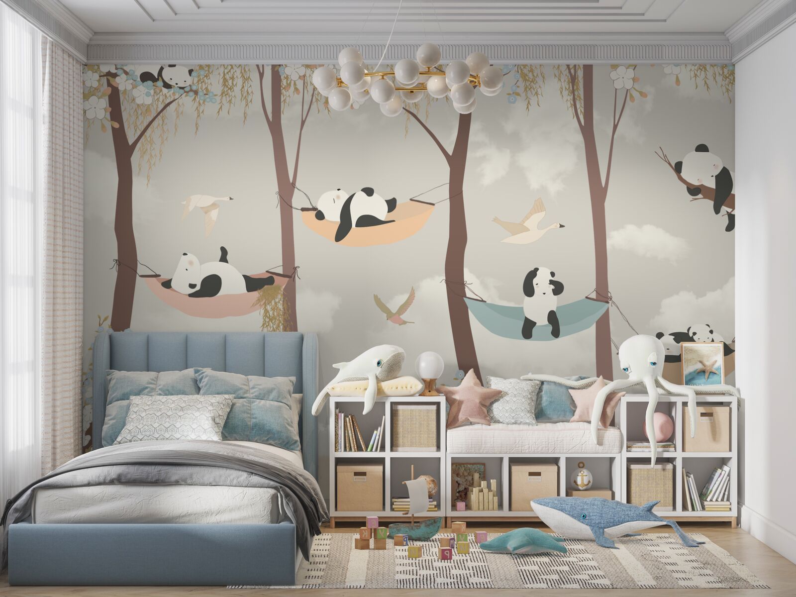 Fototapeta pandy odpoczywają na hamakach