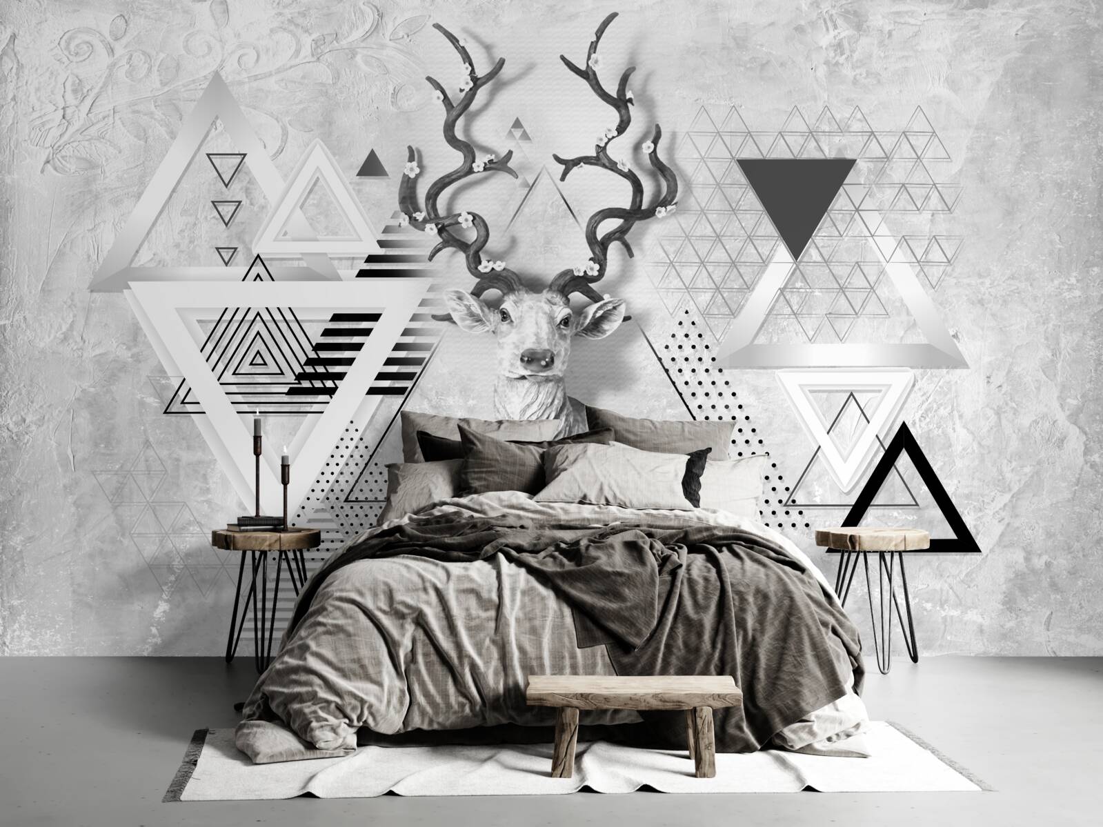 Fototapeta abstrakcyjny geometryczny obraz dumnego jelenia