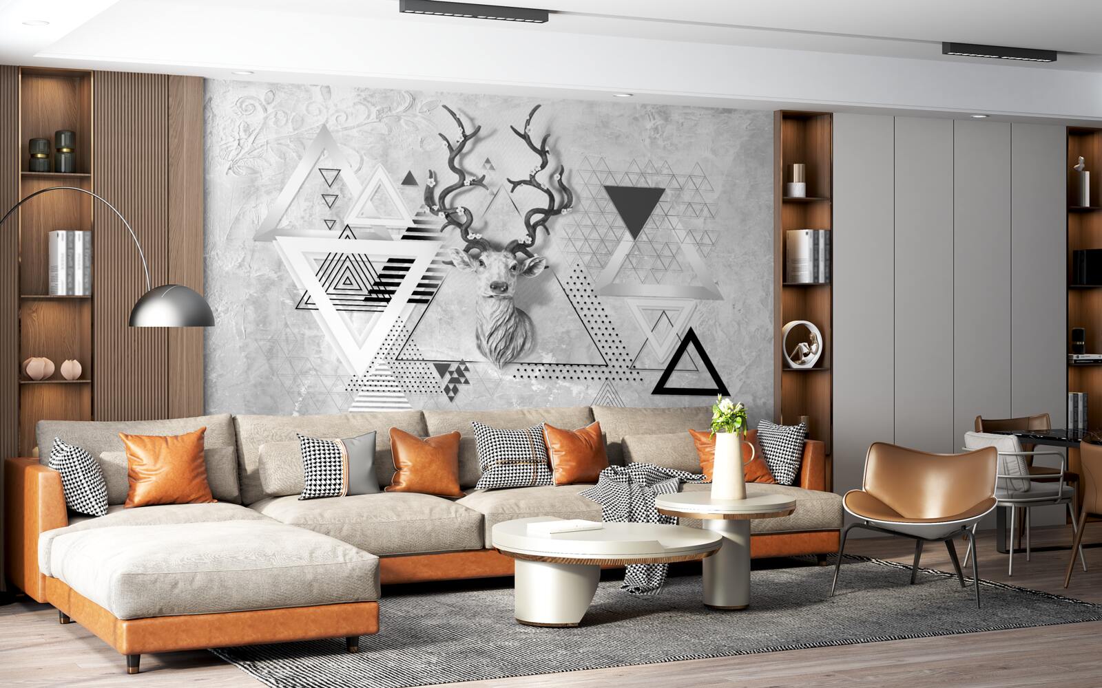 Fototapeta abstrakcyjny geometryczny obraz dumnego jelenia