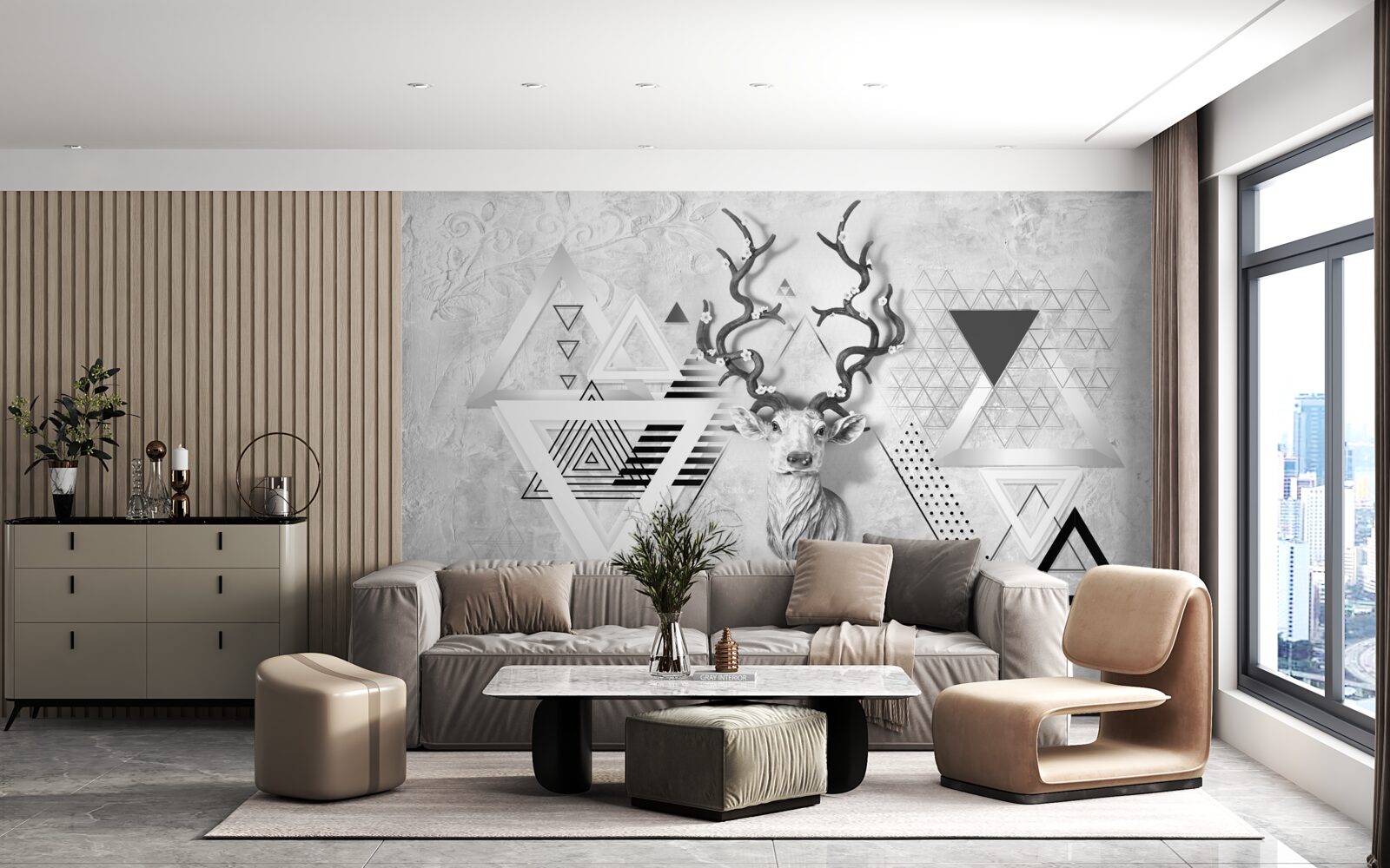 Fototapeta abstrakcyjny geometryczny obraz dumnego jelenia