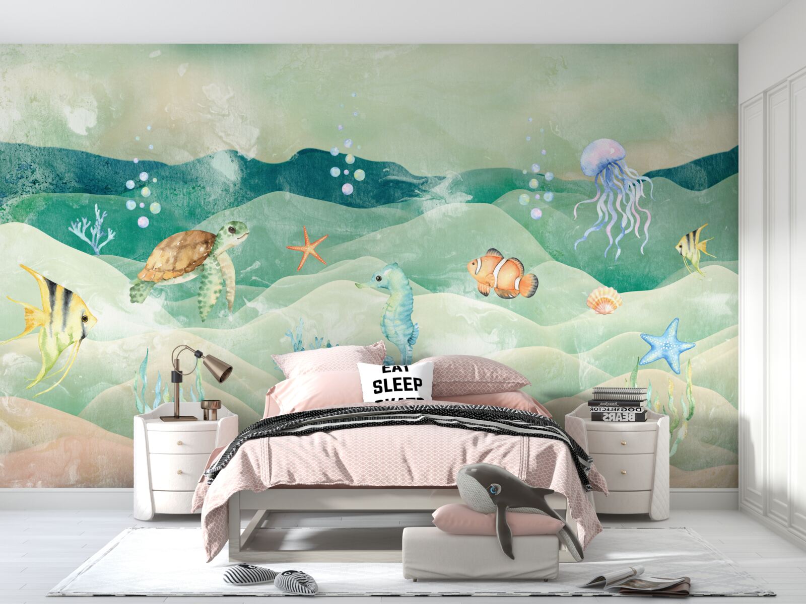 Fototapeta dużo życia morskiego i różnych ryb