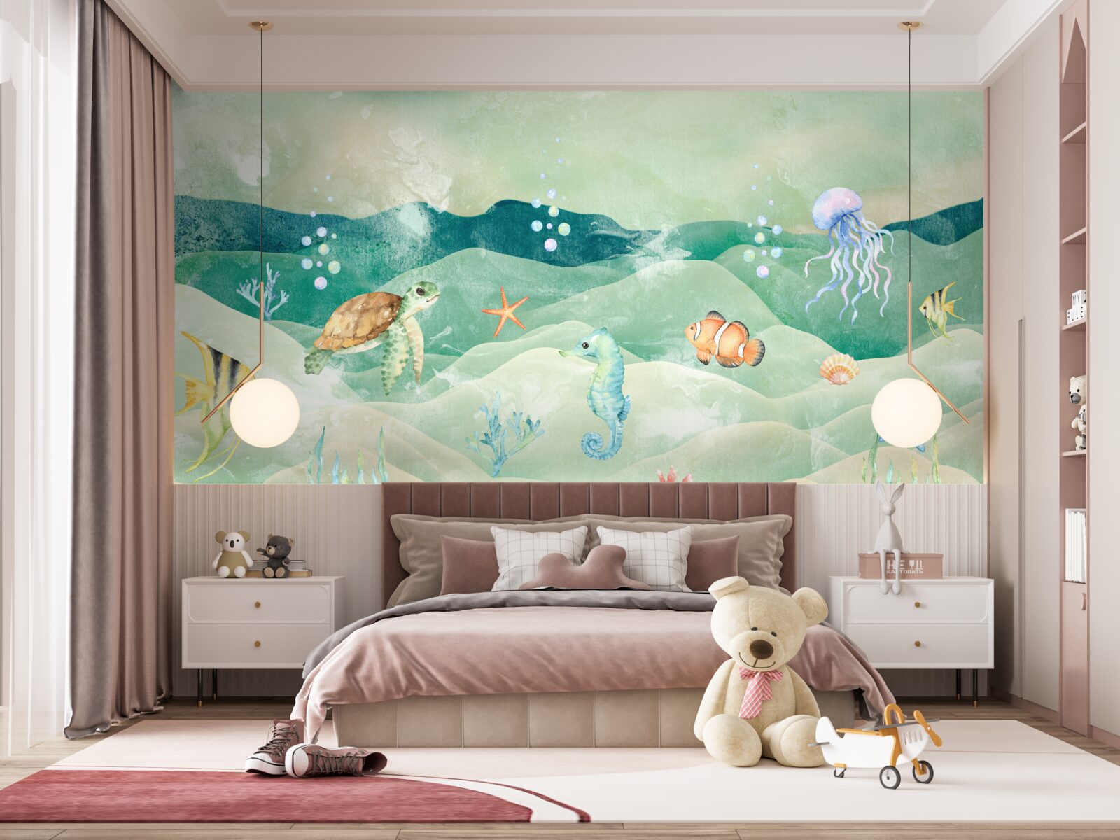 Fototapeta dużo życia morskiego i różnych ryb